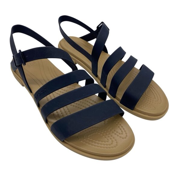 Crocs Tulum Sandals Women's 10 Black Croslite Strappy #206107 Walking Shoes - Picture 1 of 13